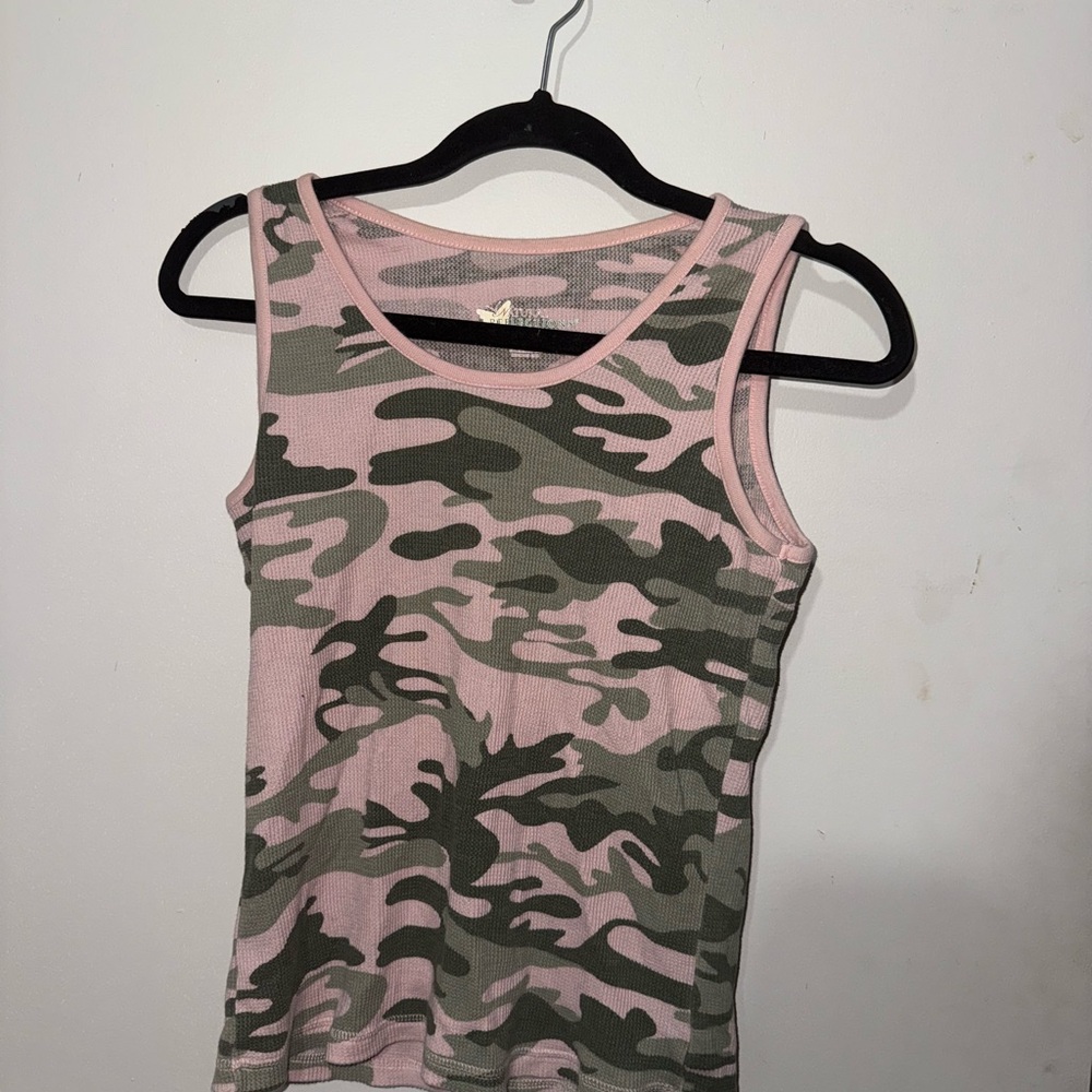 Natural Reflections Pink and Green Camo Tank Top